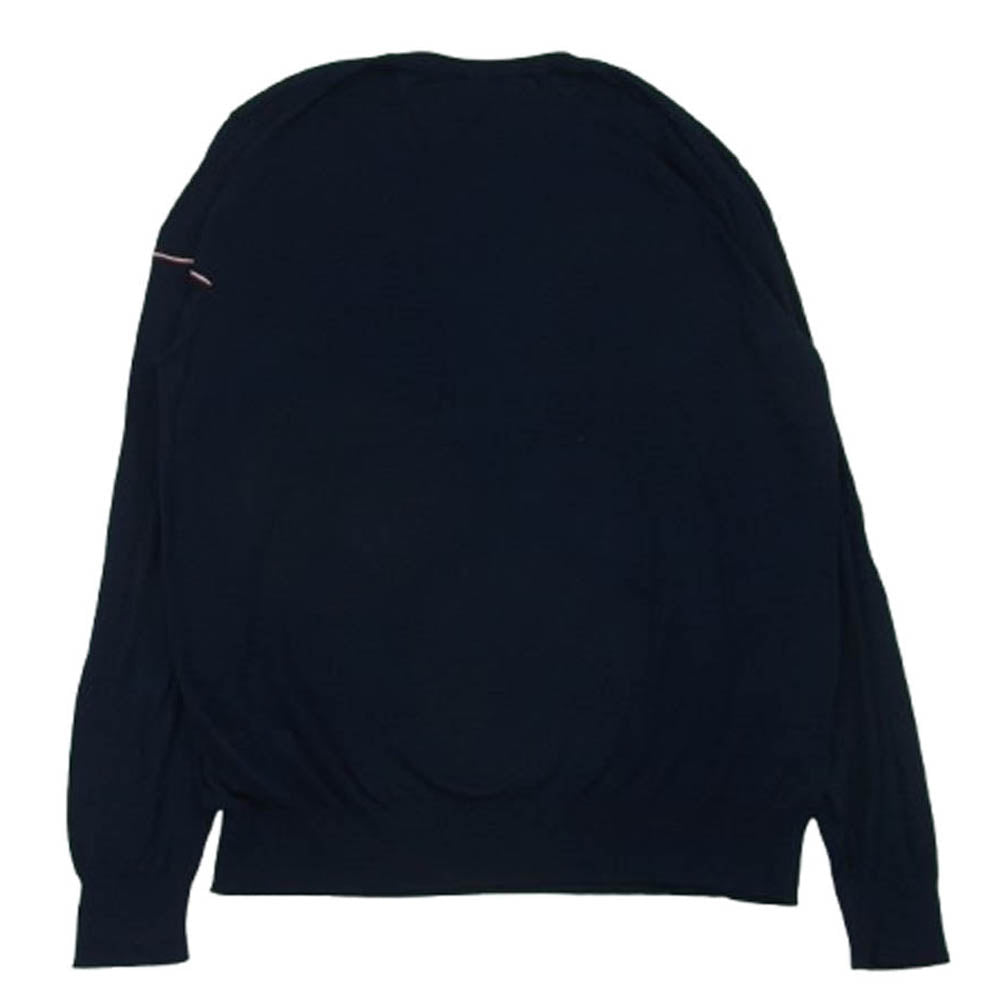 MONCLER モンクレール 510919143900 MAGLIA TRICOT SCOLLO A V ロゴワッペン Vネック ニット セーター ネイビー系 XL【中古】