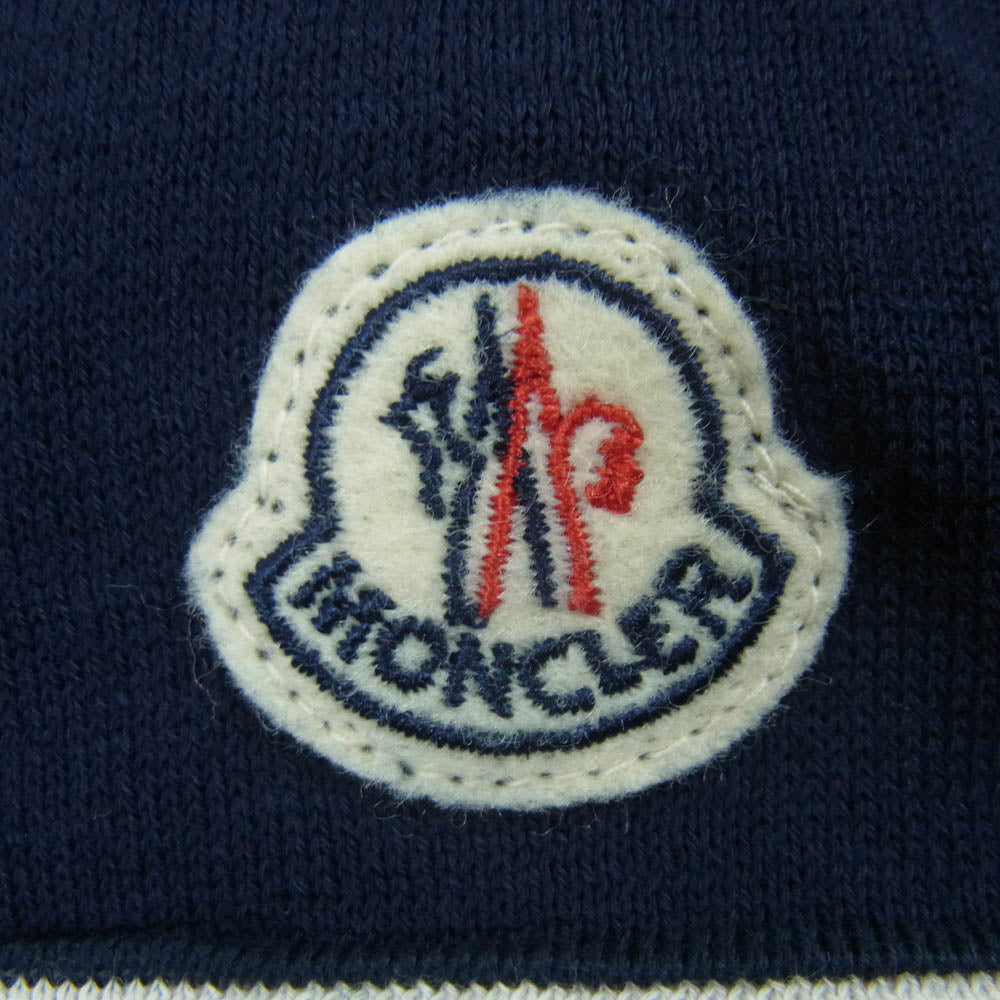MONCLER モンクレール 510919143900 MAGLIA TRICOT SCOLLO A V ロゴワッペン Vネック ニット セーター ネイビー系 XL【中古】