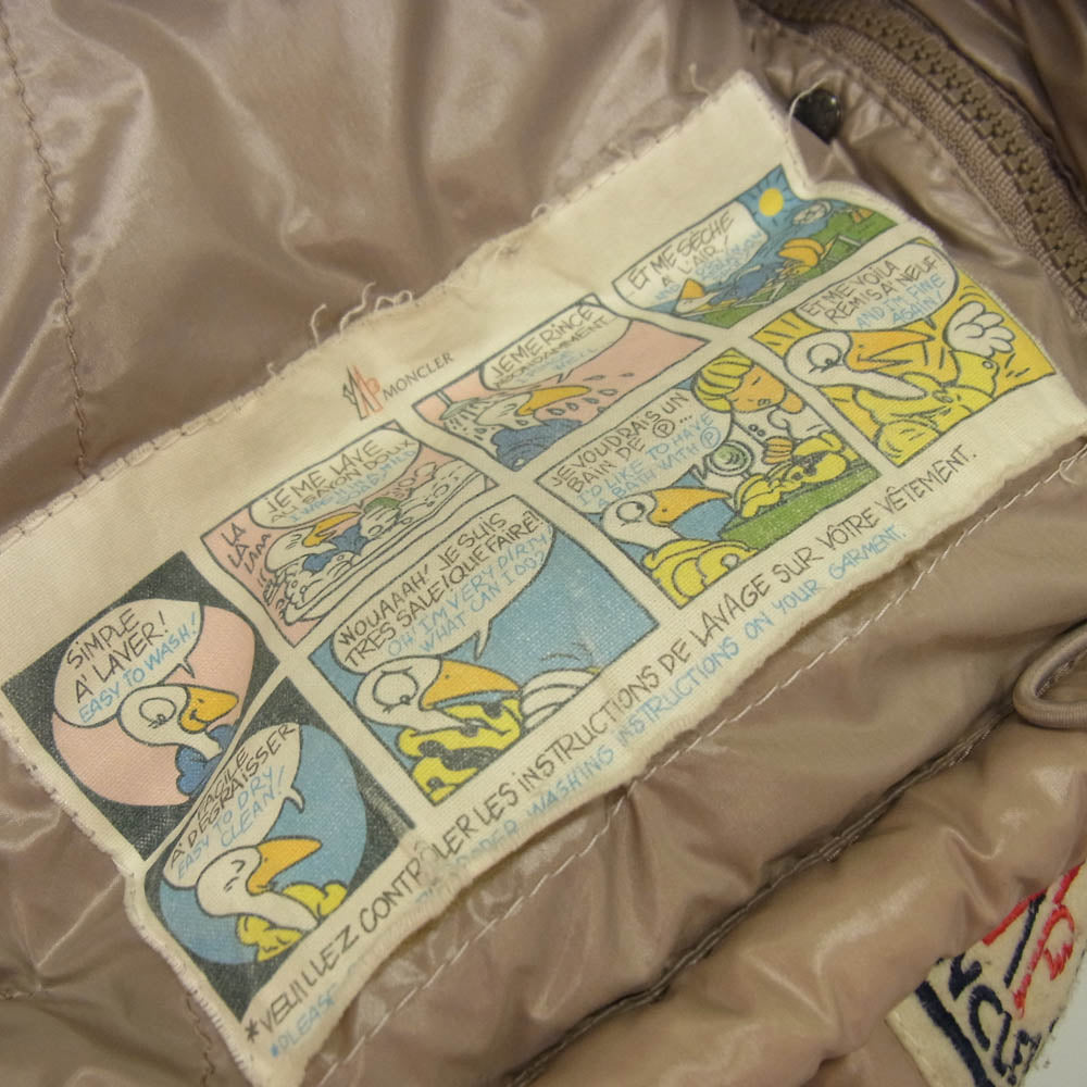 MONCLER モンクレール Z7HJ097 スープリームスタグ ビッグロゴワッペン ショート ダウンジャケット ベージュ系【中古】