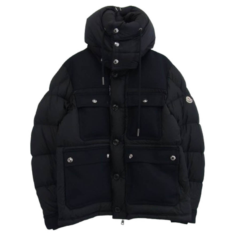 MONCLER モンクレール C20914190385 RILLIEUX GIUBBOTTO リリュー ウール切替 フーデッド ダウンジャケット ブラック系 5【中古】