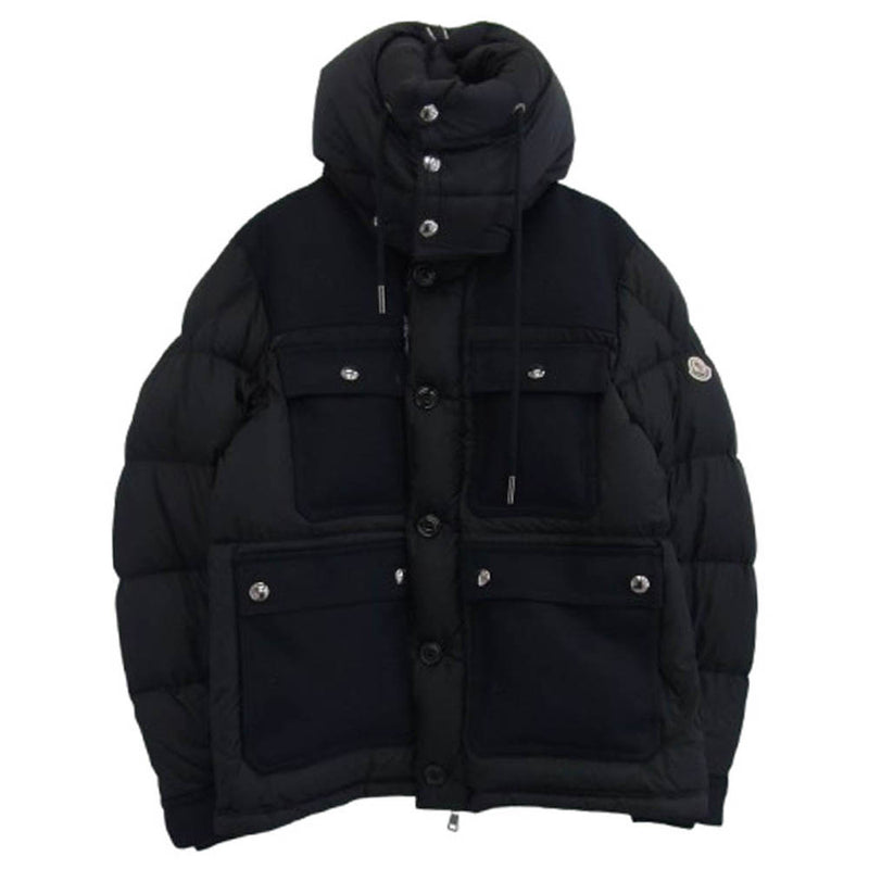 MONCLER モンクレール C20914190385 RILLIEUX GIUBBOTTO リリュー ウール切替 フーデッド ダウンジャケット ブラック系 5【中古】