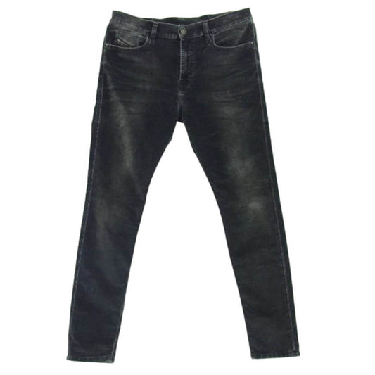 DIESEL ディーゼル D-AMNY デニムライク ストレッチ ベロア パンツ 光沢感のあるブラック系 34【中古】