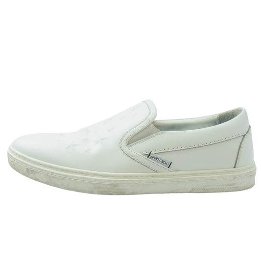 JIMMY CHOO ジミーチュウ エンボススター レザー スリッポン シューズ ホワイト系 40【中古】