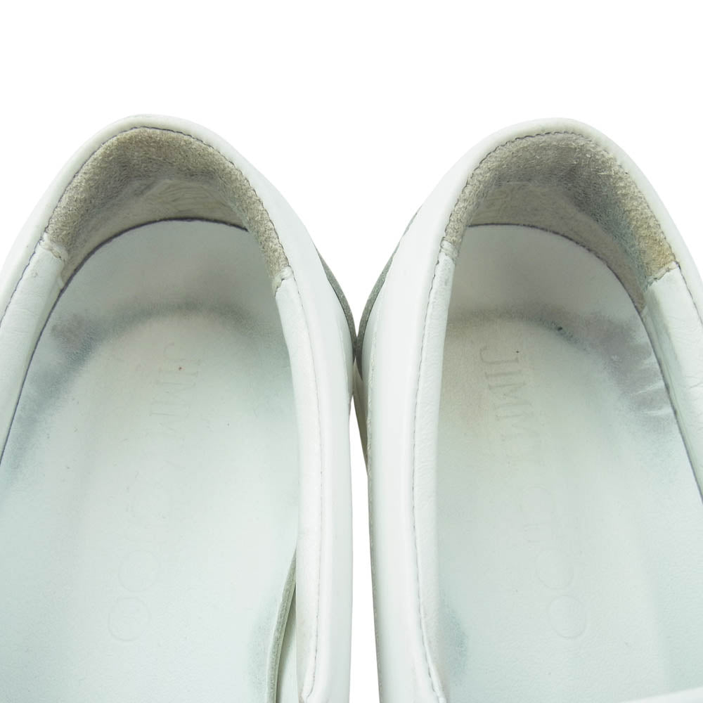 JIMMY CHOO ジミーチュウ エンボススター レザー スリッポン シューズ ホワイト系 40【中古】