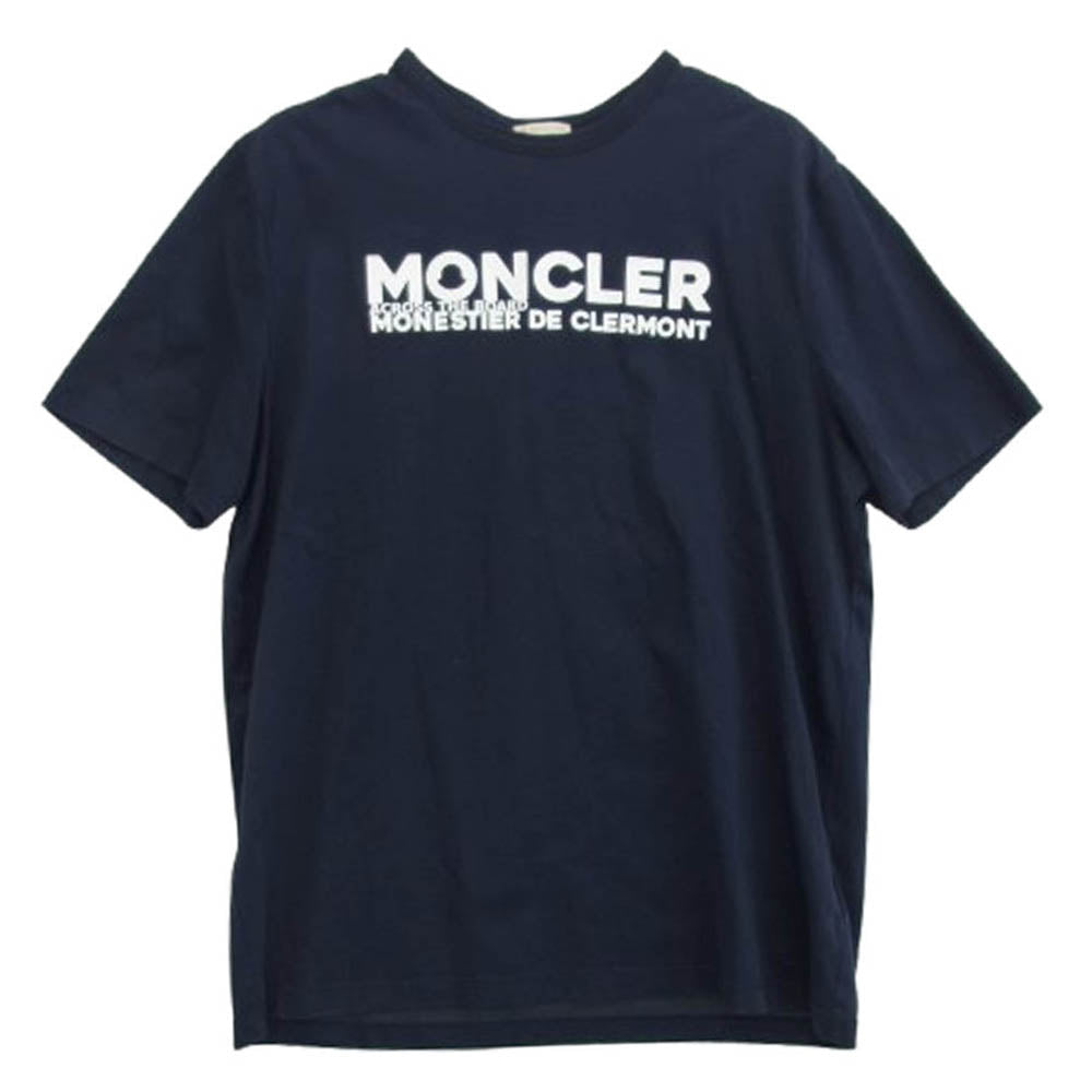 MONCLER モンクレール G10918C7D910 DE CLERMONT Rubber Logo Print MAGLIA T-SHIRT マリア ラバーロゴプリント 半袖 Tシャツ ダークネイビー系 L【中古】