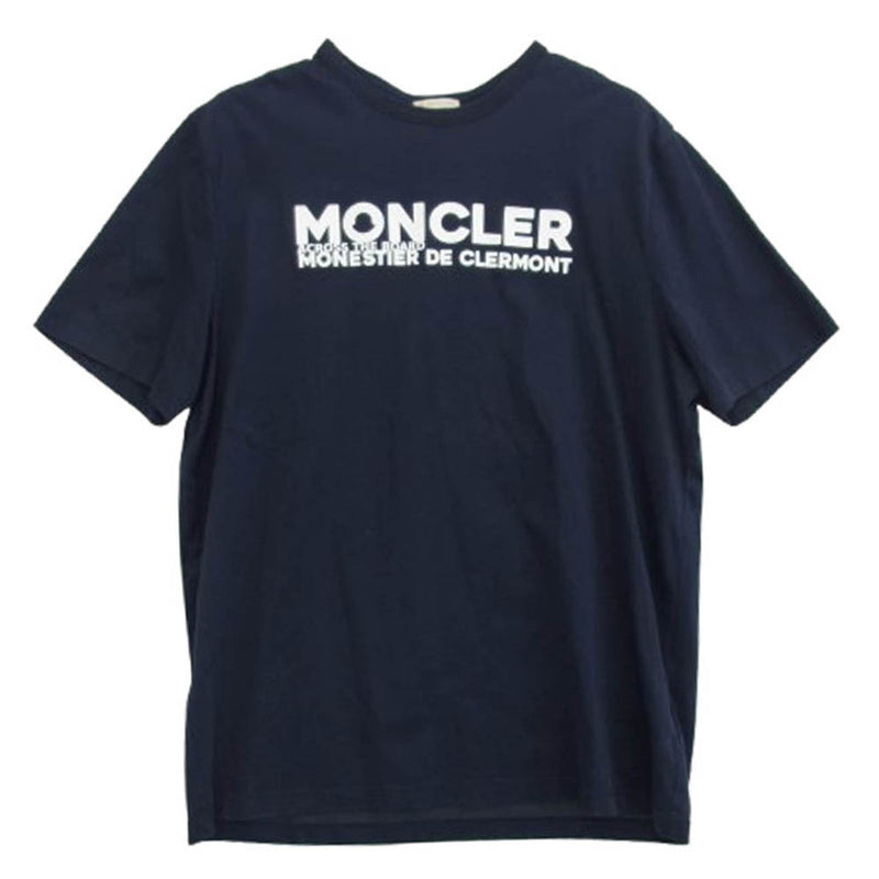 MONCLER モンクレール G10918C7D910 DE CLERMONT Rubber Logo Print MAGLIA T-SHIRT マリア ラバーロゴプリント 半袖 Tシャツ ダークネイビー系 L【中古】