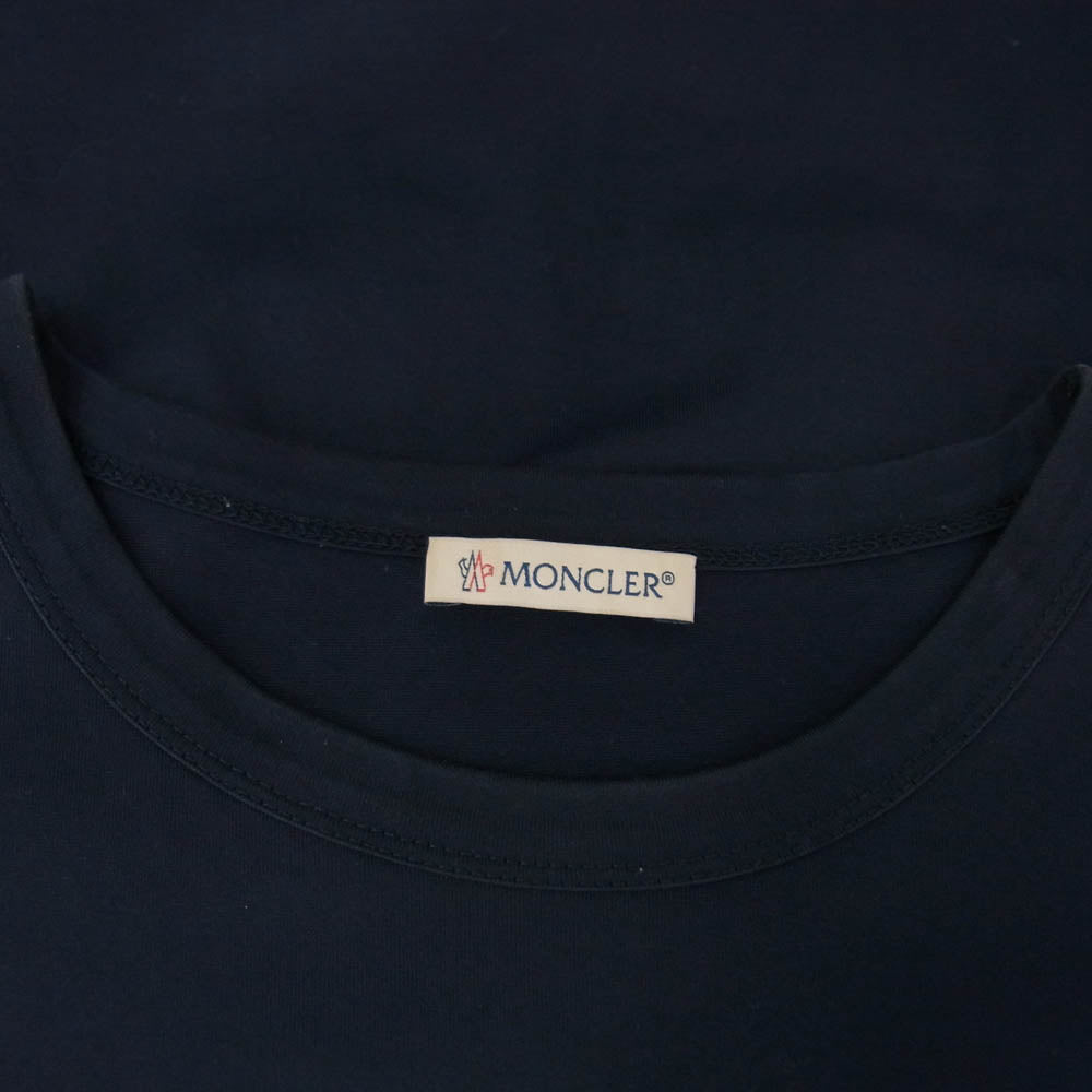 MONCLER モンクレール G10918C7D910 DE CLERMONT Rubber Logo Print MAGLIA T-SHIRT マリア ラバーロゴプリント 半袖 Tシャツ ダークネイビー系 L【中古】