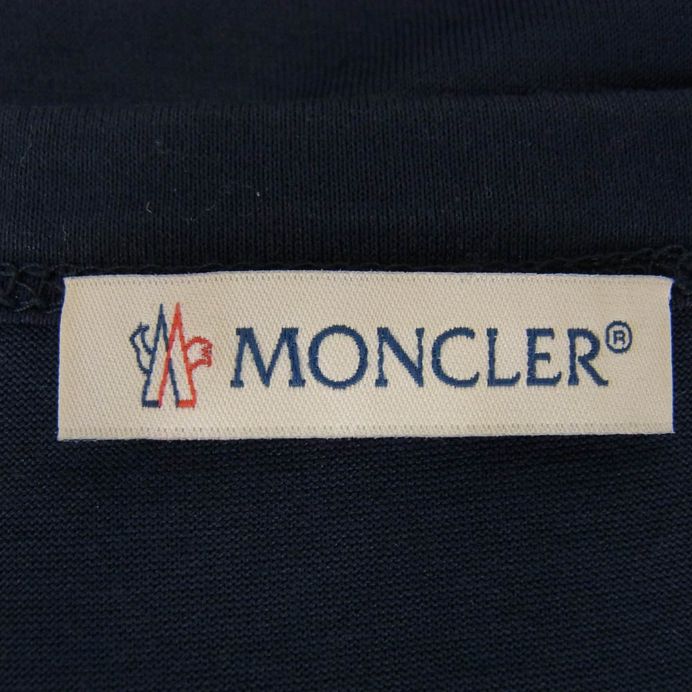 MONCLER モンクレール G10918C7D910 DE CLERMONT Rubber Logo Print MAGLIA T-SHIRT マリア ラバーロゴプリント 半袖 Tシャツ ダークネイビー系 L【中古】