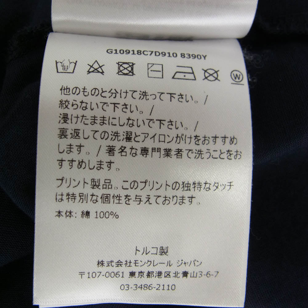 MONCLER モンクレール G10918C7D910 DE CLERMONT Rubber Logo Print MAGLIA T-SHIRT マリア ラバーロゴプリント 半袖 Tシャツ ダークネイビー系 L【中古】