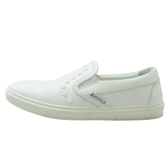 JIMMY CHOO ジミーチュウ スタースタッズ レザー スリッポン シューズ ホワイト系 41【中古】