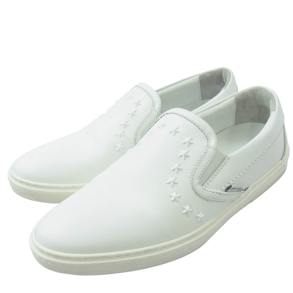 JIMMY CHOO ジミーチュウ スタースタッズ レザー スリッポン シューズ ホワイト系 41【中古】