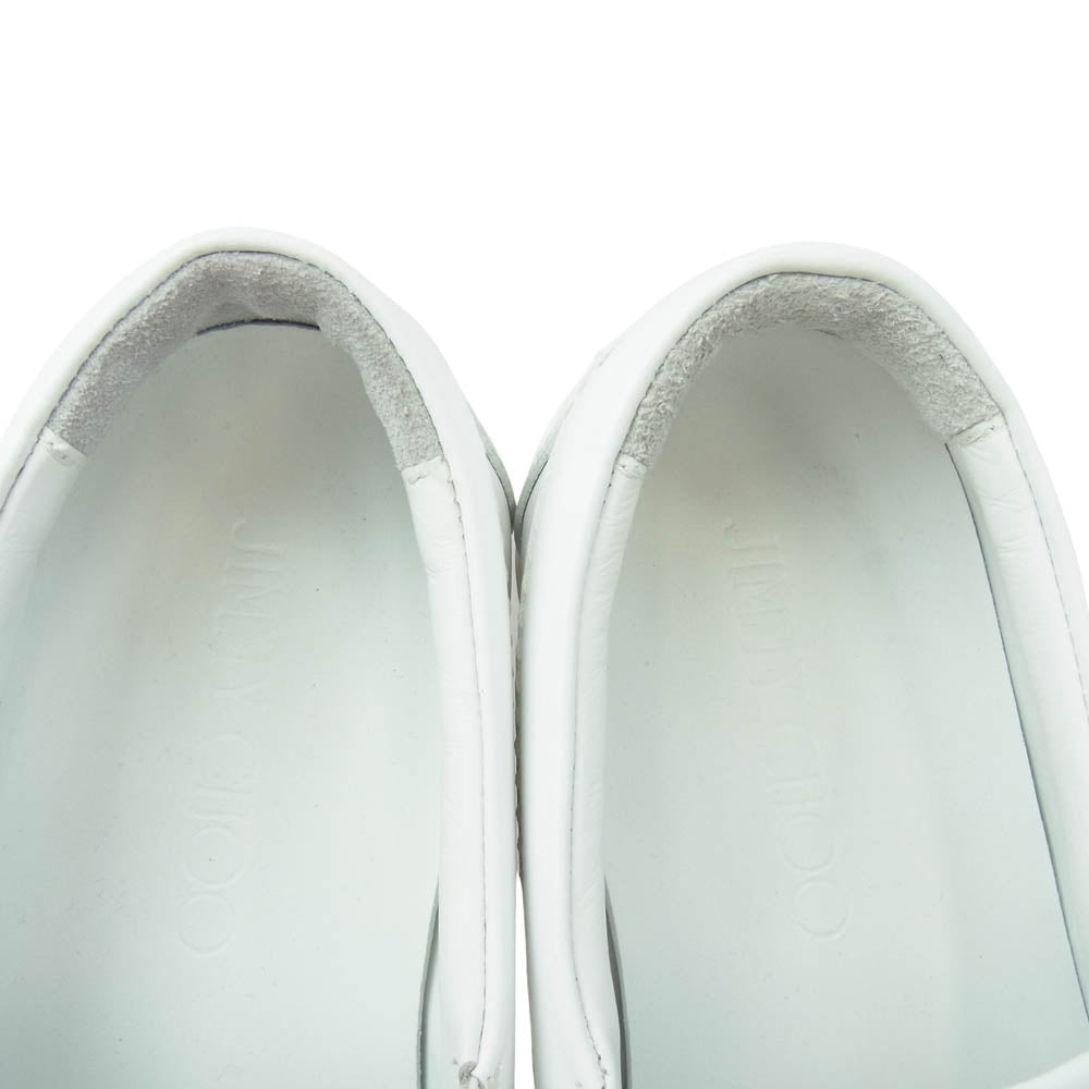 JIMMY CHOO ジミーチュウ スタースタッズ レザー スリッポン シューズ ホワイト系 41【中古】