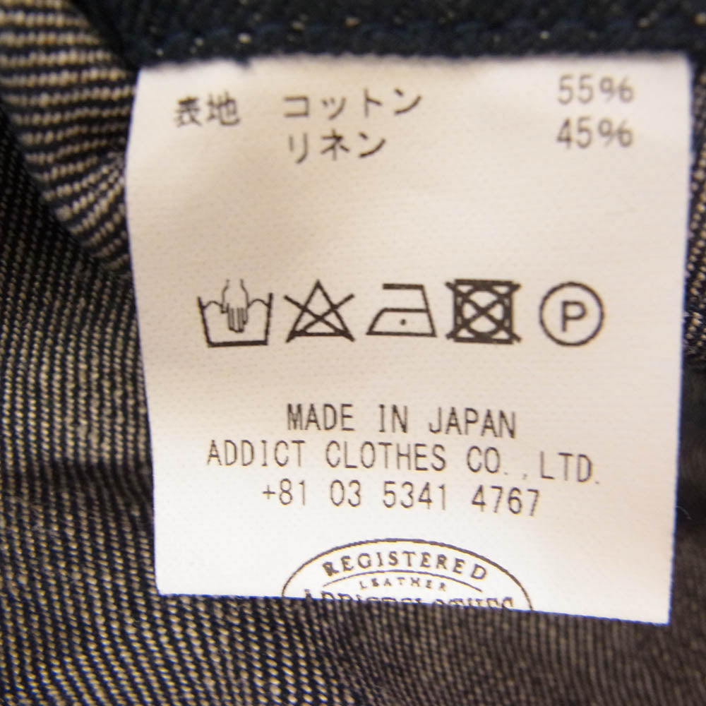 ADDICT CLOTHES アディクトクローズ エーシーブイエム ACVM リネン混 コットン デニム フレンチ カバーオール ジャケット インディゴブルー系 44【中古】
