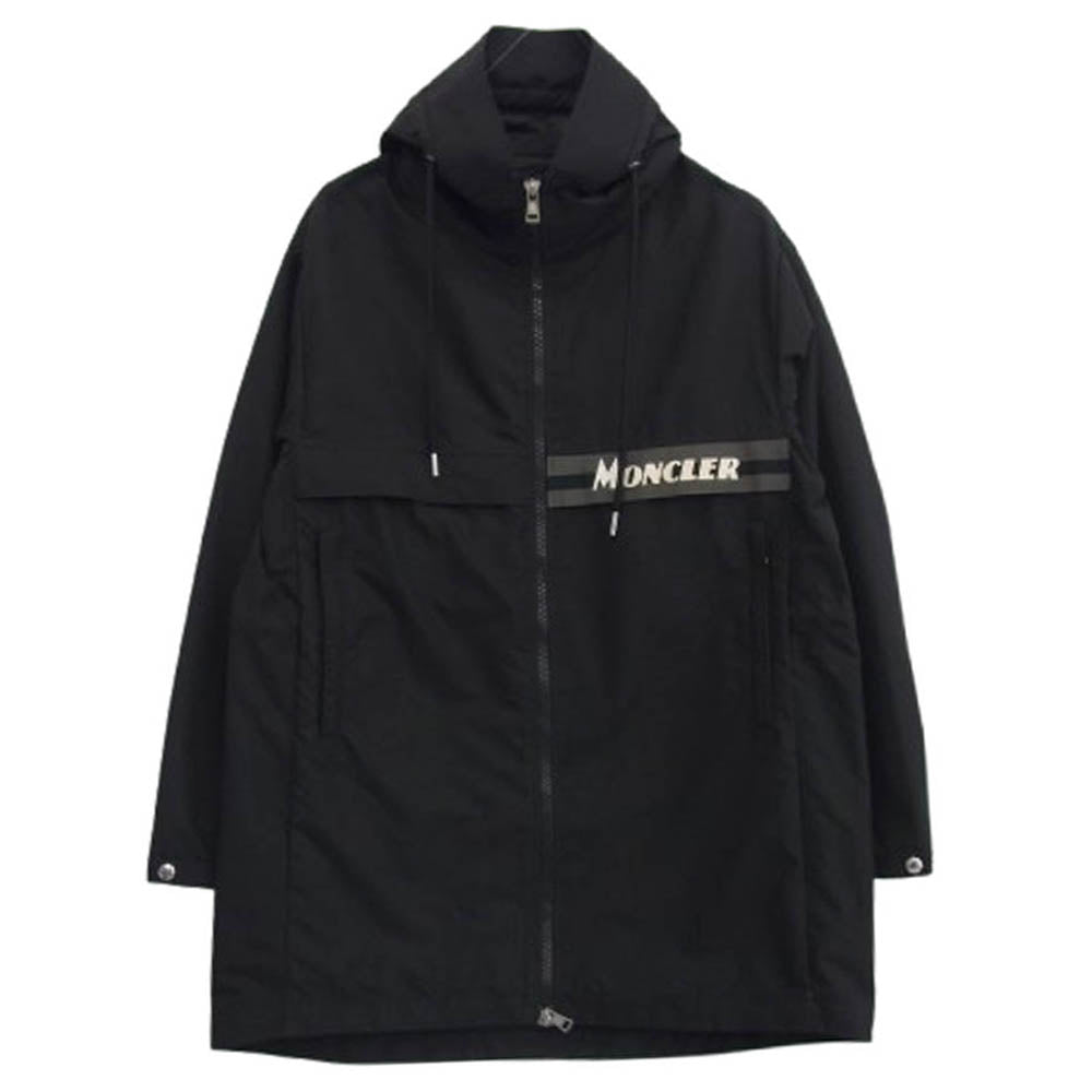 MONCLER モンクレール F10911C70300 ILDUT GIUBBOTTO テープロゴ ナイロン フーデッド コート ブラック系 3【中古】