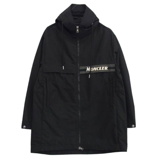 MONCLER モンクレール F10911C70300 ILDUT GIUBBOTTO テープロゴ ナイロン フーデッド コート ブラック系 3【中古】