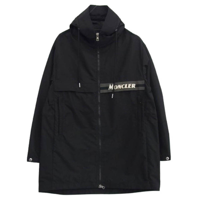 MONCLER モンクレール F10911C70300 ILDUT GIUBBOTTO テープロゴ ナイロン フーデッド コート ブラック系 3【中古】