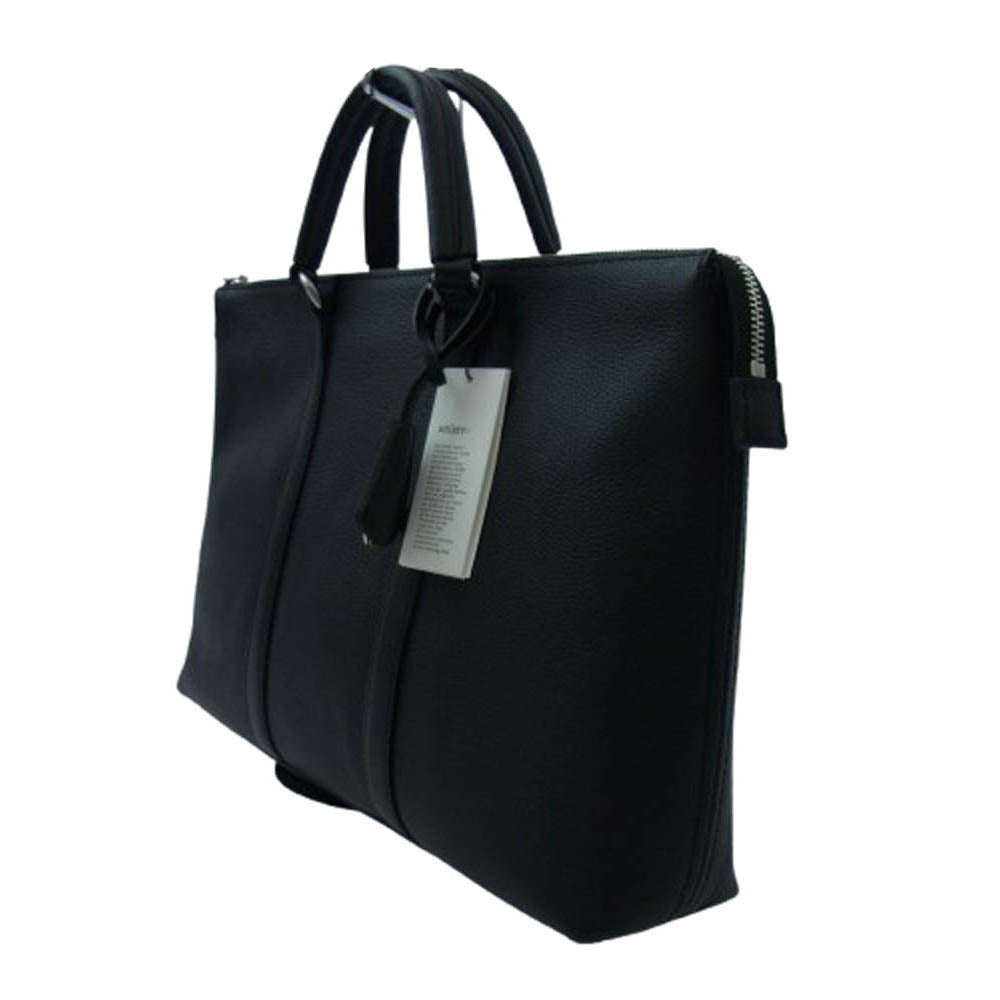 aniary アニアリ 07-01005 Shrink Leather シュリンクレザー そぎ落としブリーフ ビジネス トートバッグ ブラック系【新古品】【未使用】【中古】