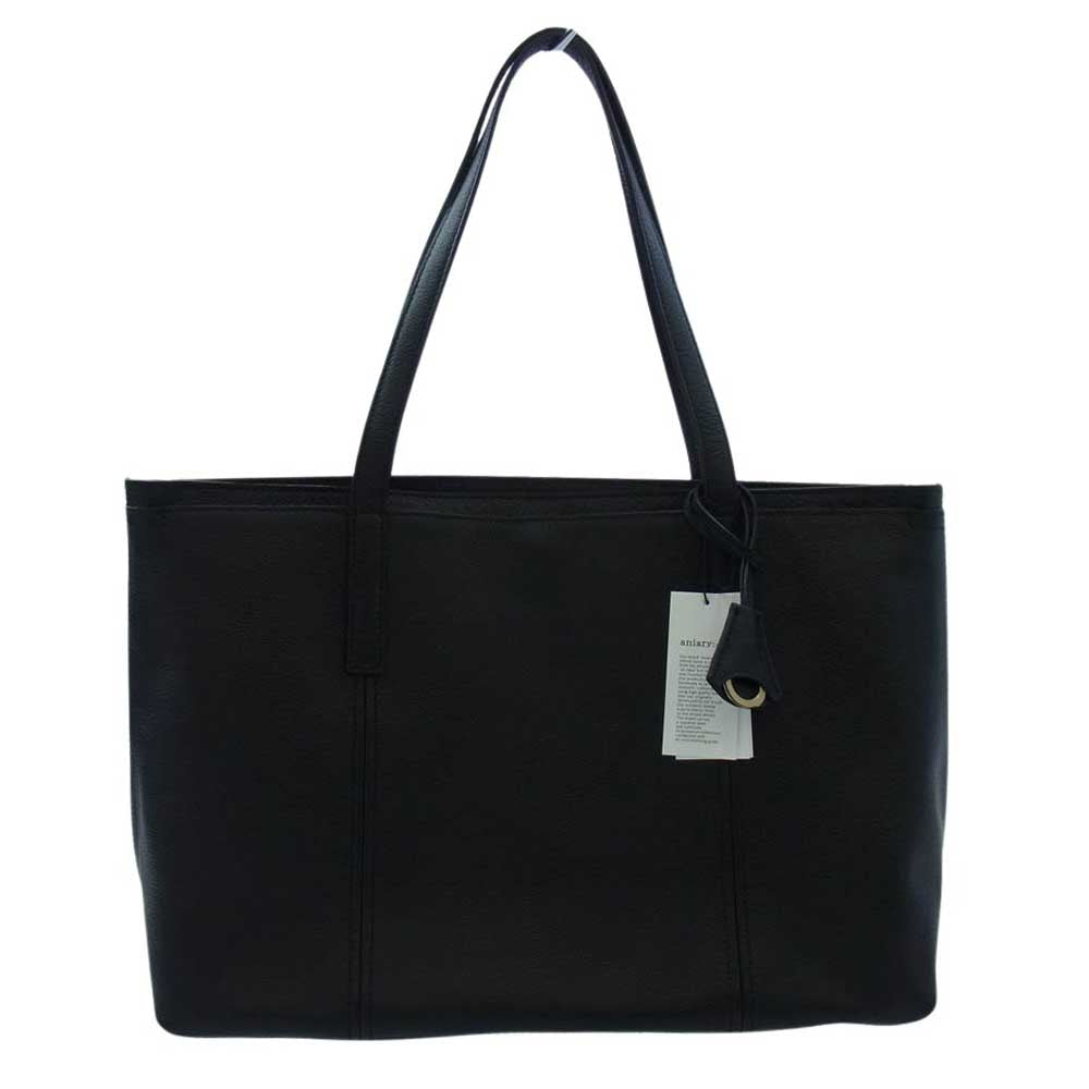 aniary アニアリ 07-02011 Tote Shrink Leather シュリンク 牛ステア ビジネストート ブラック系【新古品】【未使用】【中古】