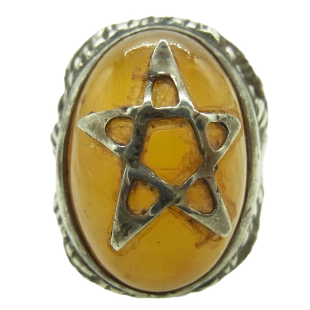 ALEX STREETER アレックスストリーター ANGEL HEART RING エンジェルハート リング 琥珀色 アンバー シルバー系 イエロー系 約15号【中古】
