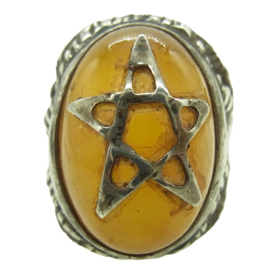 ALEX STREETER アレックスストリーター ANGEL HEART RING エンジェルハート リング 琥珀色 アンバー シルバー系 イエロー系 約15号【中古】