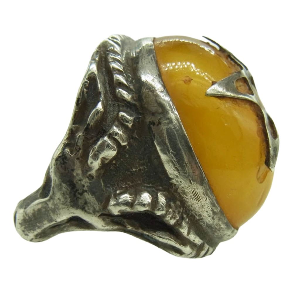 ALEX STREETER アレックスストリーター ANGEL HEART RING エンジェルハート リング 琥珀色 アンバー シルバー系 イエロー系 約15号【中古】