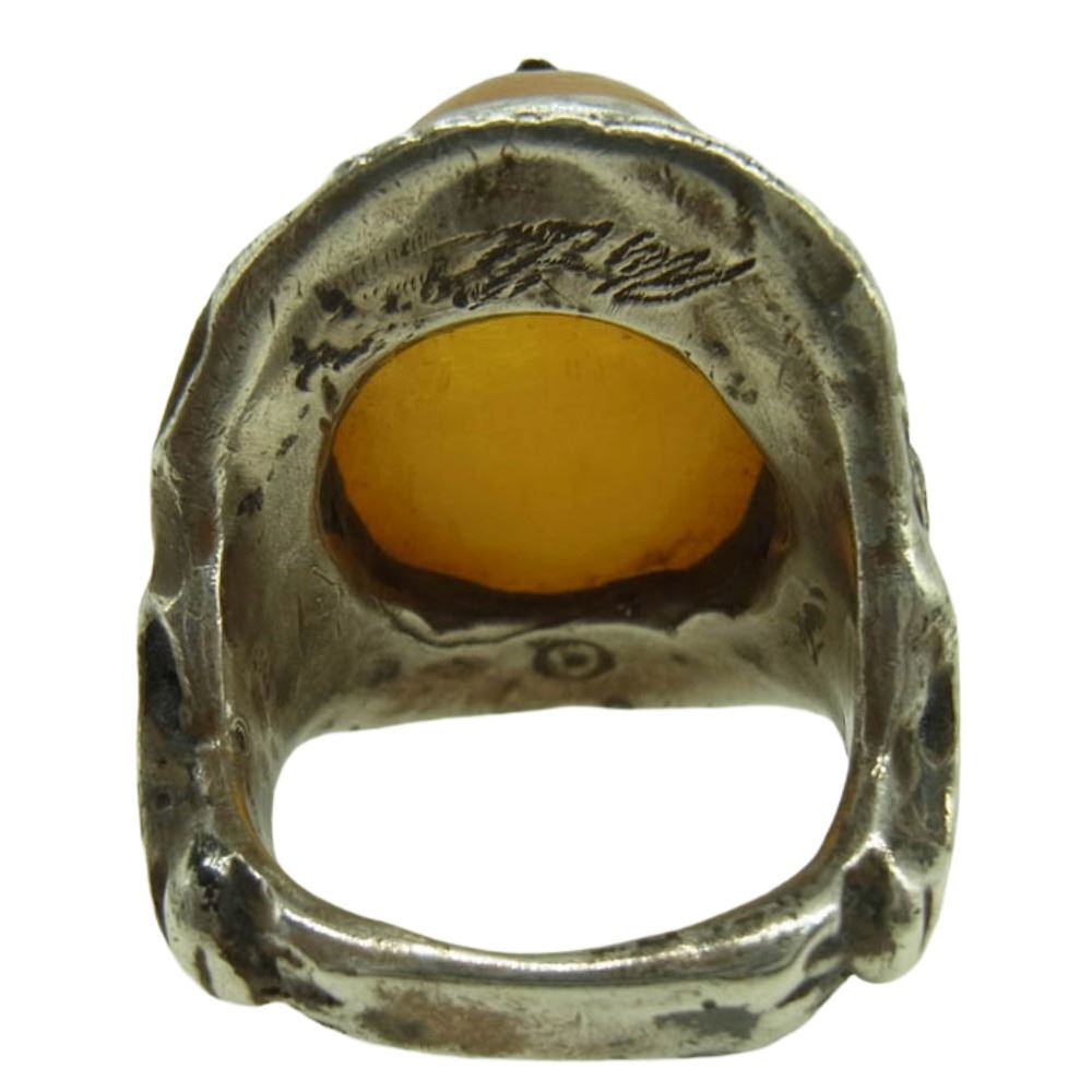 ALEX STREETER アレックスストリーター ANGEL HEART RING エンジェルハート リング 琥珀色 アンバー シルバー系 イエロー系 約15号【中古】