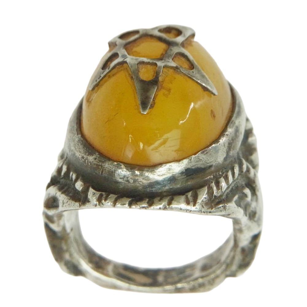 ALEX STREETER アレックスストリーター ANGEL HEART RING エンジェルハート リング 琥珀色 アンバー シルバー系 イエロー系 約15号【中古】