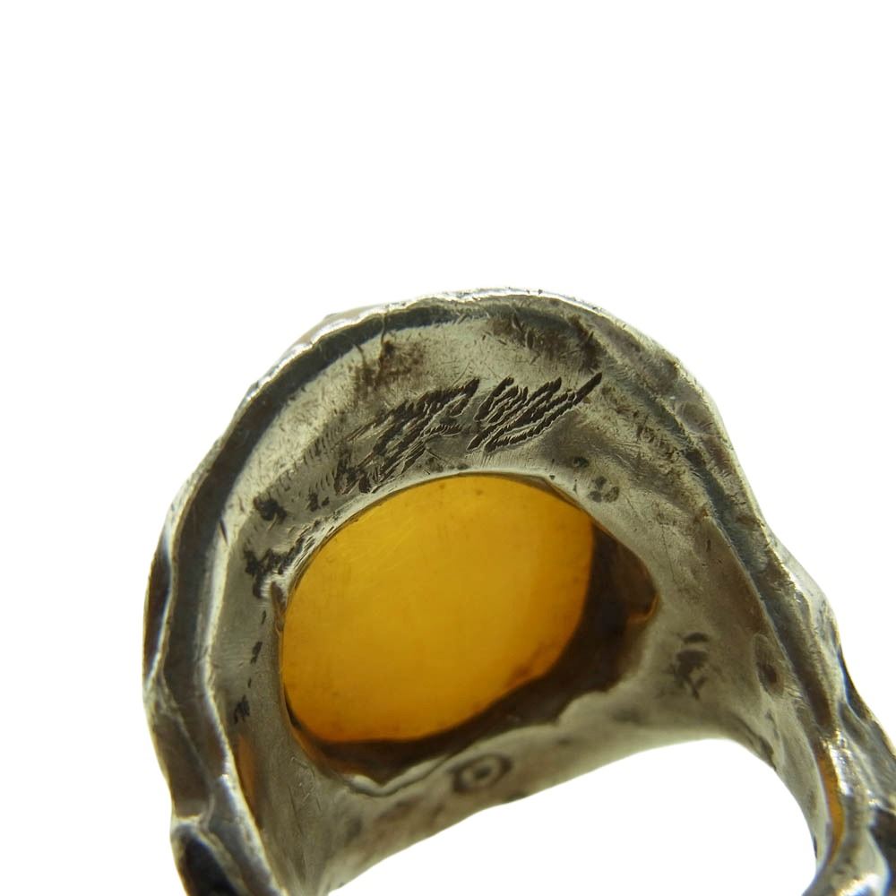 ALEX STREETER アレックスストリーター ANGEL HEART RING エンジェルハート リング 琥珀色 アンバー シルバー系 イエロー系 約15号【中古】