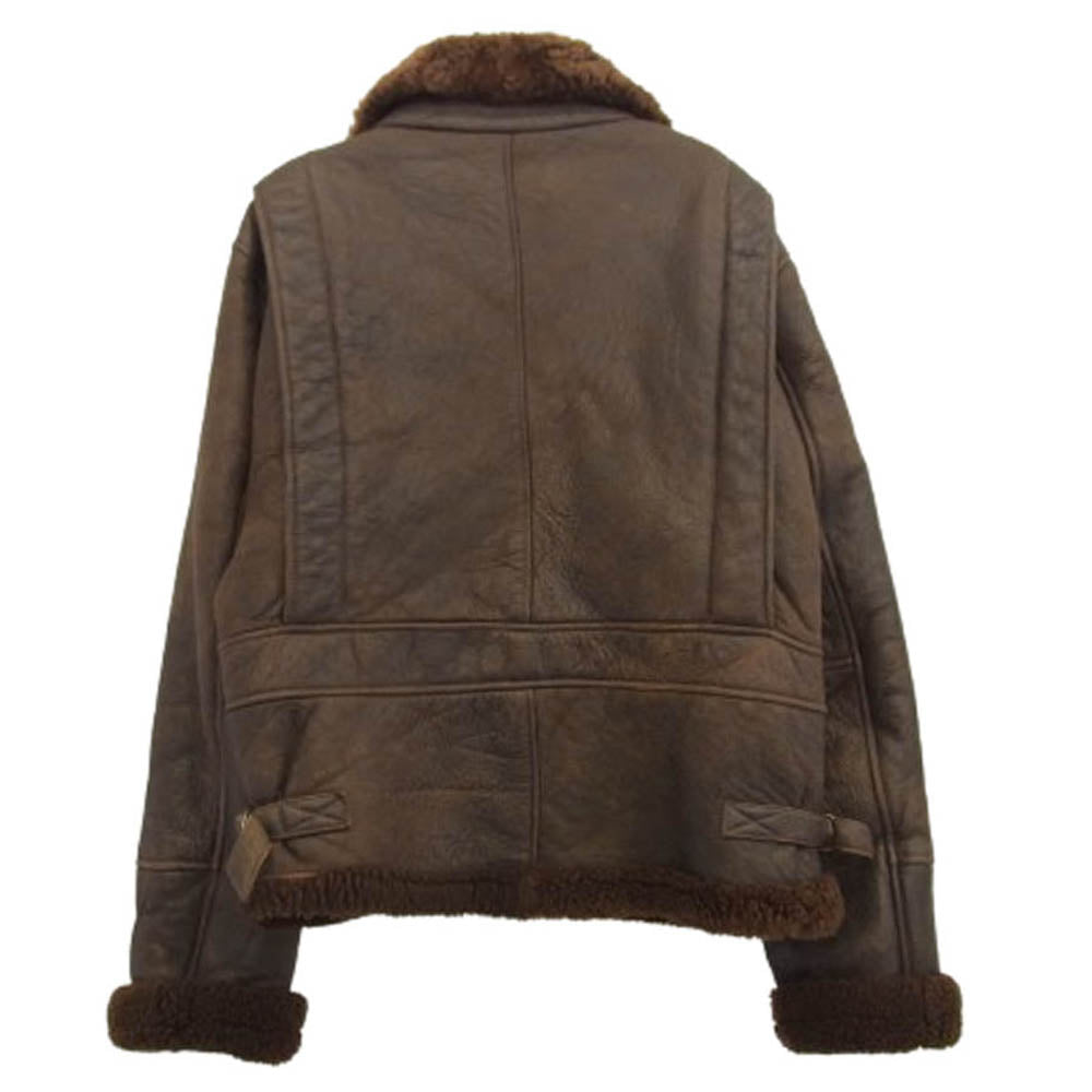 【希少サイズ】リアルムートン　ジャケット　ヴィンテージ　ベルト　ブラウン　秋冬 希少サイズ】リアルムートン ジャケット ヴィンテージ ベルト ブラウン