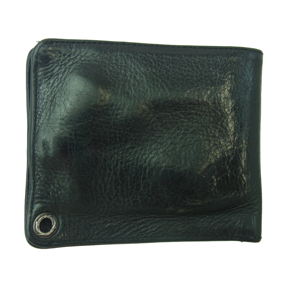 CHROME HEARTS クロムハーツ（原本無） 1SNAP 1スナップ クロスボール レザー ウォレット 二つ折り財布 ブラック系【中古】
