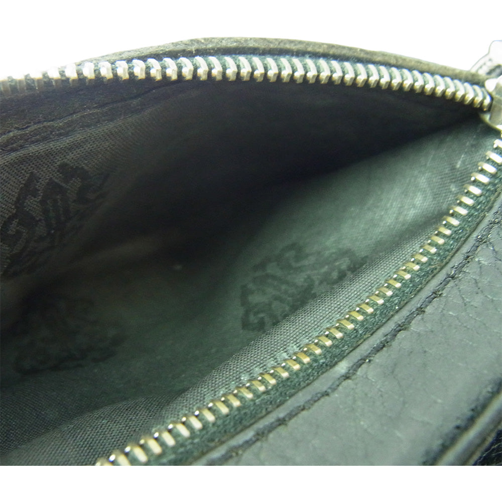 CHROME HEARTS クロムハーツ（原本無） 1SNAP 1スナップ クロスボール レザー ウォレット 二つ折り財布 ブラック系【中古】