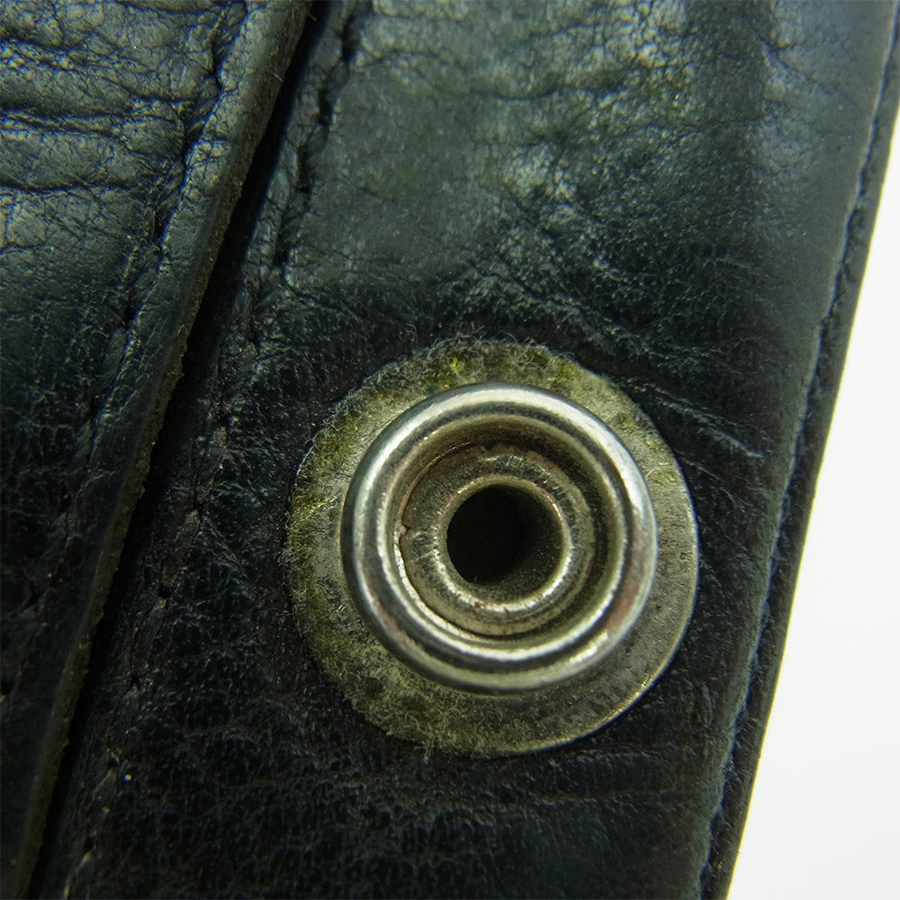 CHROME HEARTS クロムハーツ（原本無） 1SNAP 1スナップ クロスボール レザー ウォレット 二つ折り財布 ブラック系【中古】