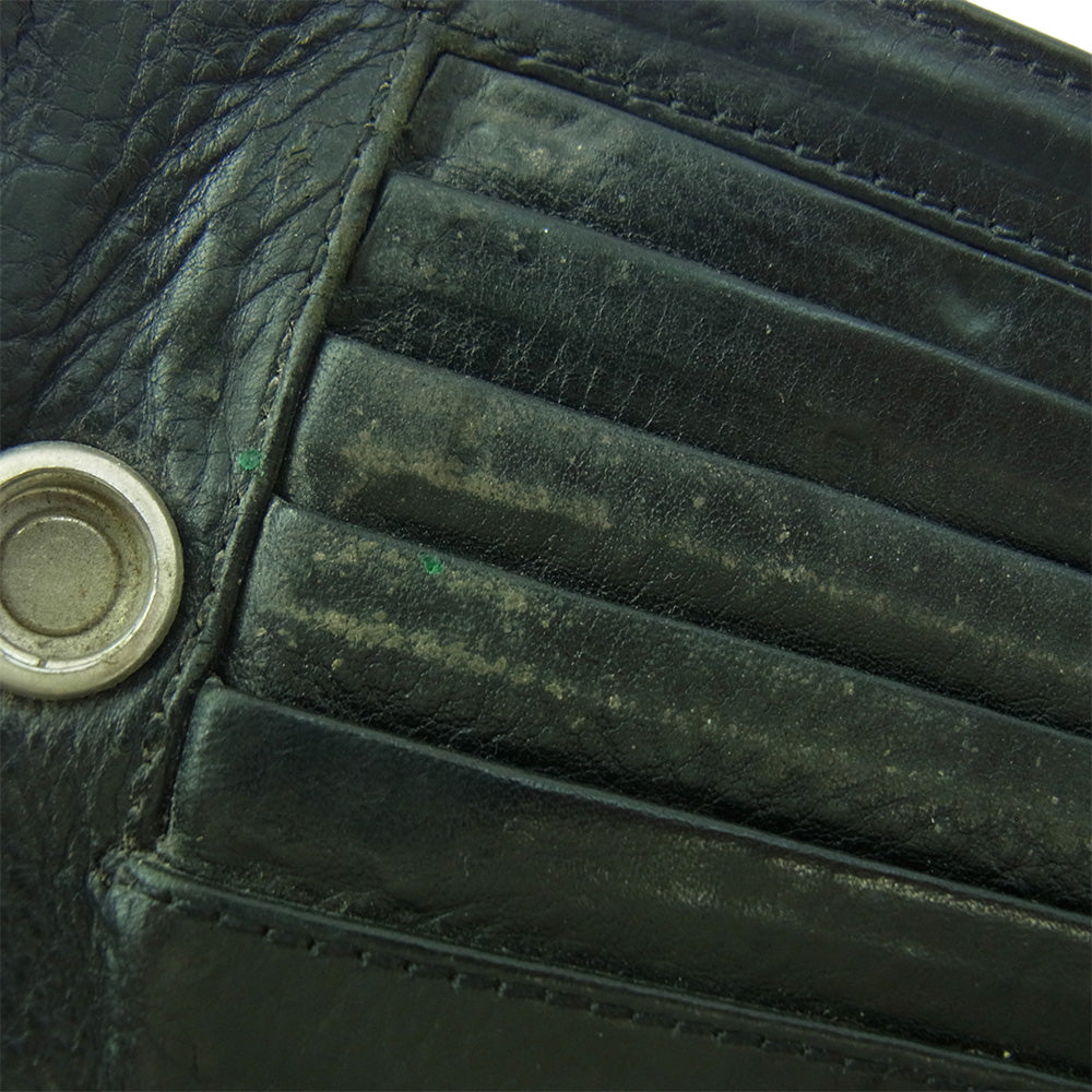 CHROME HEARTS クロムハーツ（原本無） 1SNAP 1スナップ クロスボール レザー ウォレット 二つ折り財布 ブラック系【中古】