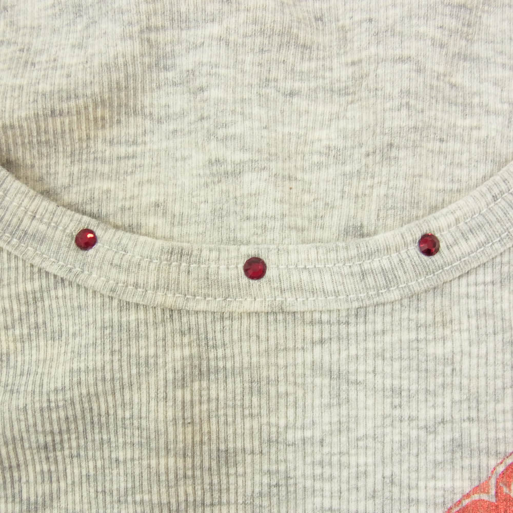 HYSTERIC GLAMOUR ヒステリックグラマー 3CR-2140-14B HYSTERICS ヒステリックス ロゴプリント ラインストーン タンクトップ グレー系 FREE【中古】