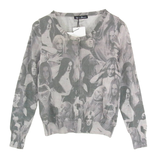 HYSTERIC GLAMOUR ヒステリックグラマー 0104ND13 総柄 クルーネック カーディガン グレー系 FREE【中古】