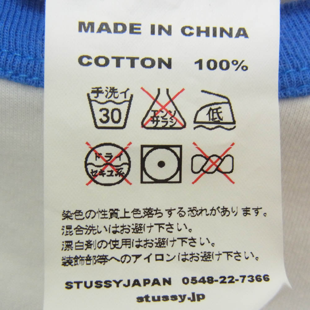 STUSSY ステューシー 00s old hibiscus raglan Tee オールド ハイビスカス ラグランTシャツ ホワイト系 ブルー系 S【中古】