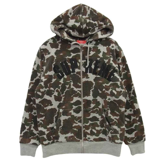Supreme シュプリーム 12AW Arc Logo Thermal Zip Up Sweatshirt アーチロゴ カモ サーマル ジップ パーカー グレー系 M【中古】