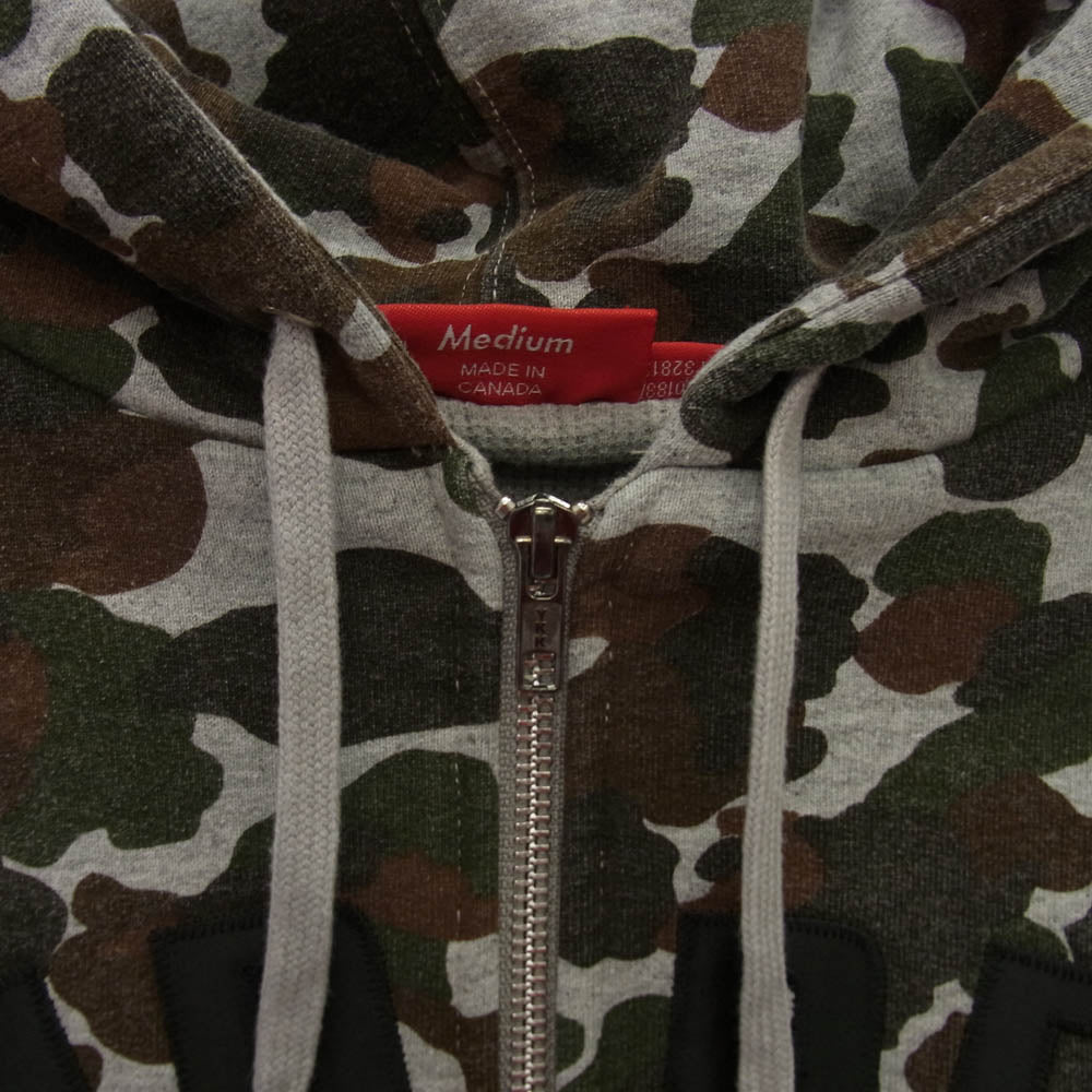 Supreme シュプリーム 12AW Arc Logo Thermal Zip Up Sweatshirt アーチロゴ カモ サーマル ジップ パーカー グレー系 M【中古】