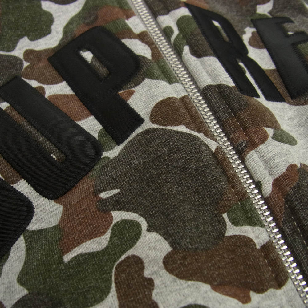 Supreme シュプリーム 12AW Arc Logo Thermal Zip Up Sweatshirt アーチロゴ カモ サーマル ジップ パーカー グレー系 M【中古】