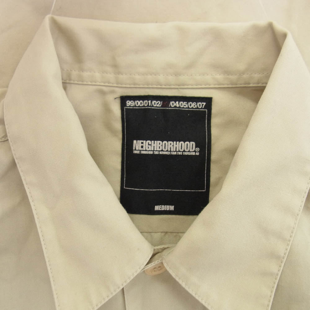NEIGHBORHOOD ネイバーフッド TSNH-SH01 クローバー 刺繍ロゴ 半袖シャツ ベージュ系 M【中古】