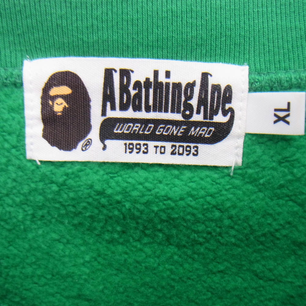 A BATHING APE アベイシングエイプ 002SWK301002M BABY MILO 両面プリント スウェット トレーナー グリーン系 XL【中古】