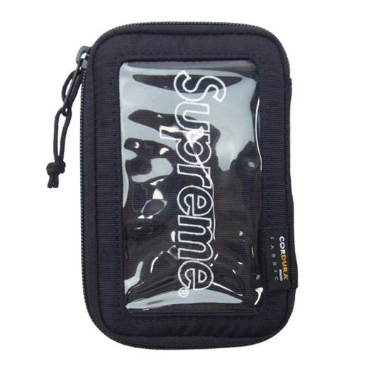 Supreme シュプリーム 19FW Small Zip Pouch ポーチ クリア ジップ ロゴ刺? ウォレット ブラック系【中古】