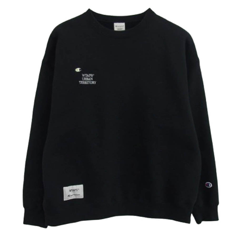 WTAPS ダブルタップス C8-X016 ×Champion URBAN TERRITORY SWEAT SHIRT チャンピオン アーバン テリトリー クルーネック スウェット シャツ ブラック系 M【中古】