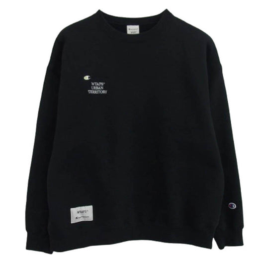 WTAPS ダブルタップス C8-X016 ×Champion URBAN TERRITORY SWEAT SHIRT チャンピオン アーバン テリトリー クルーネック スウェット シャツ ブラック系 M【中古】