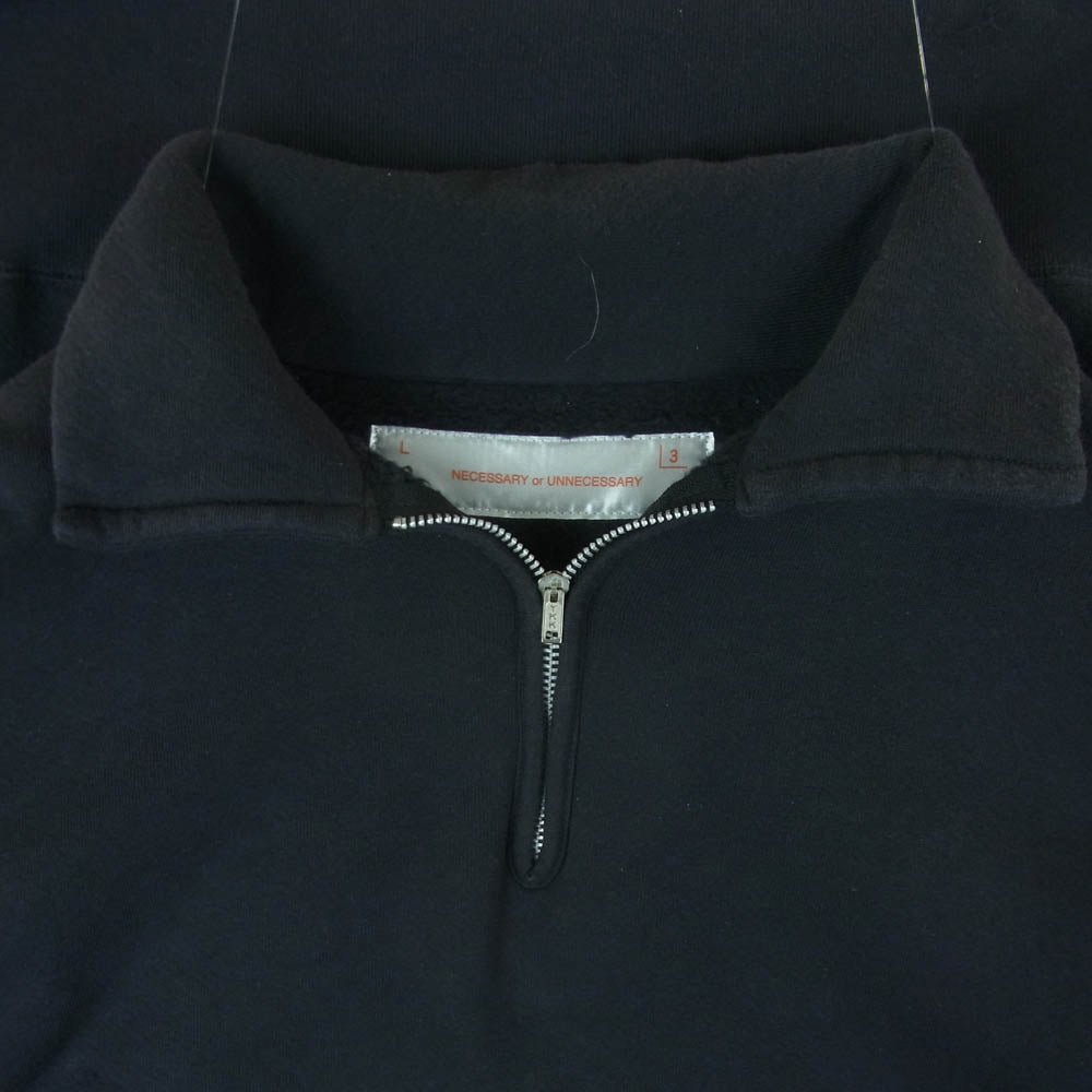 ネセサリー オア アンネセサリー HOT ZIP ハーフジップ スウェット コットン 日本製 ダークネイビー系 L 3【中古】