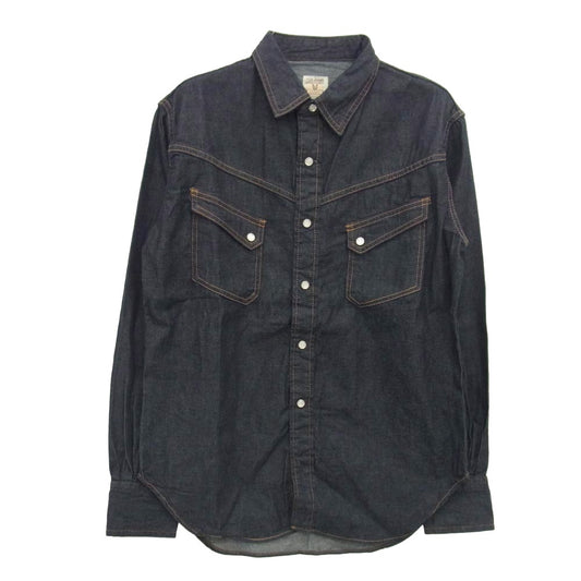 TCB jeans ティージービージーンズ Ranchman Shirt Denim 8.5oz ランチマンシャツ デニム ウエスタン シャツ インディゴブルー系【美品】【中古】