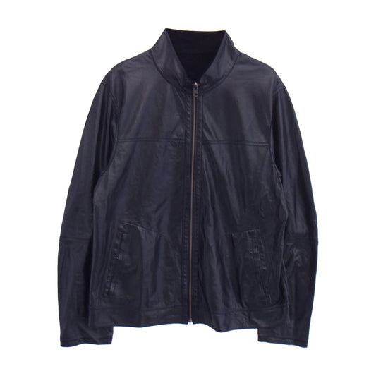 ユキベルファム FAMOSO LEATHER METIS メティス ゴートレザー リバーシブル ジップアップ ジャケット ネイビー系 XL【中古】