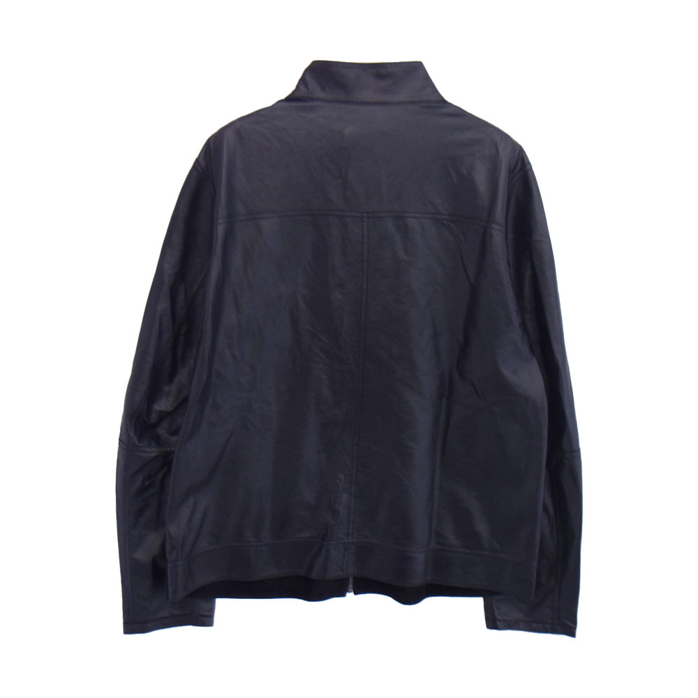 ユキベルファム FAMOSO LEATHER METIS メティス ゴートレザー リバーシブル ジップアップ ジャケット ネイビー系 XL【中古】
