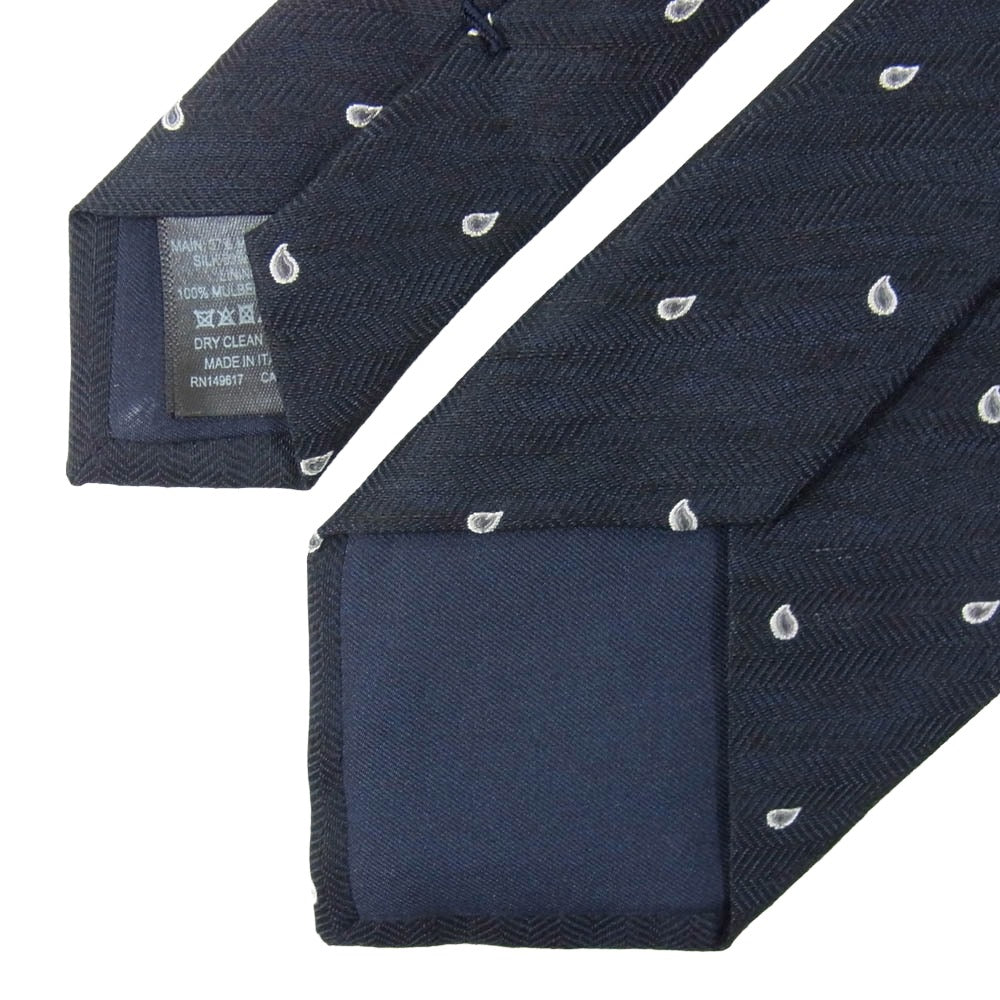 Dunhill ダンヒル 18FPTW1ZN001R イタリア製 シルク×リネン ネクタイ ダークネイビー系【中古】