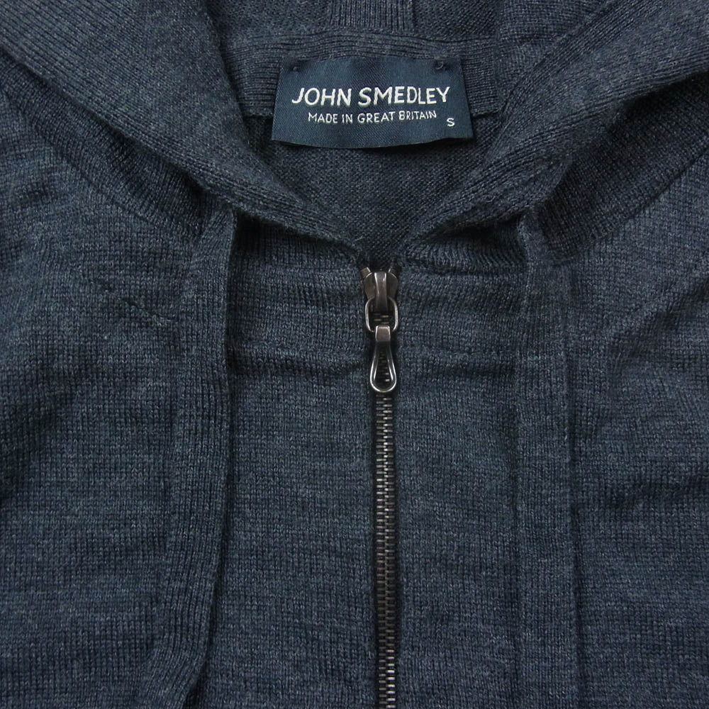 JOHN SMEDLEY ジョンスメドレー 英国製 ヴァージンウール100％ フルジップ パーカー フーディー グレー系 S【中古】